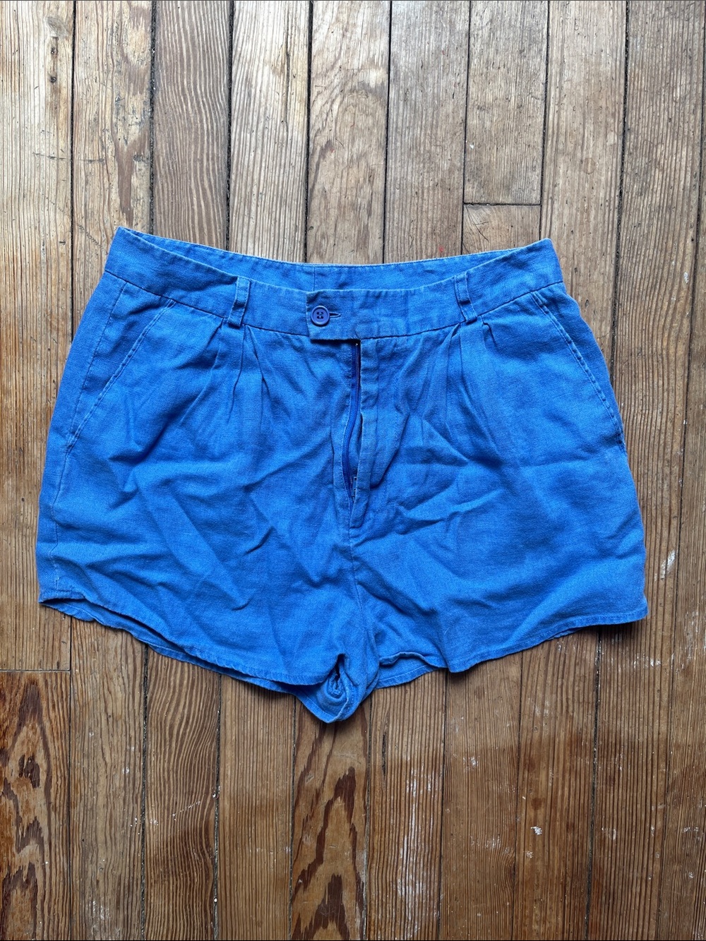 100% Linen Veda Blue Shorts